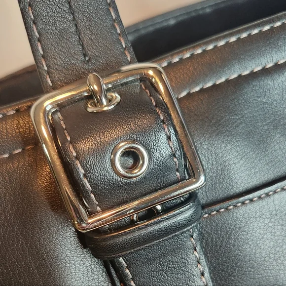 AUTHENTIC COACH HAMPTON TOTE Smooth Black Leather F11202 - Picture 10 of 13